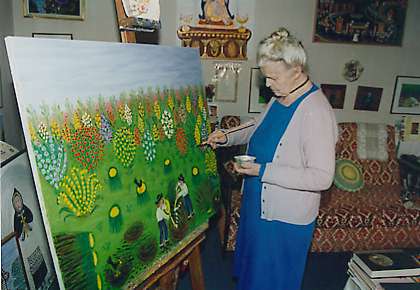 Simone peignant le défrichage de la Bretagne.